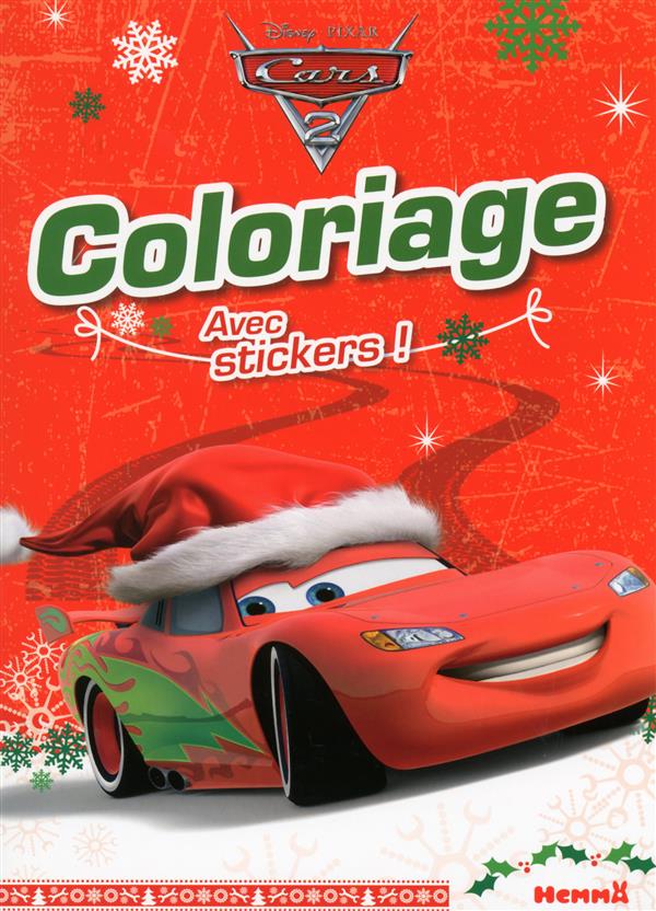 CARS 2 COLORIAGE AVEC STICKERS (NOEL FOND ROUGE)