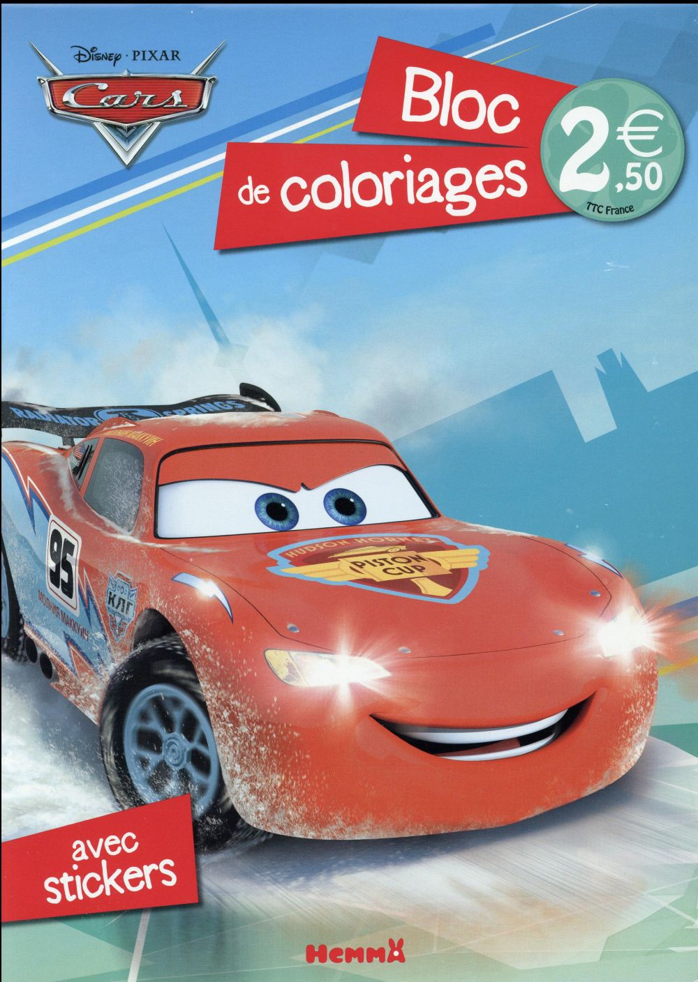 CARS 2 BLOC DE COLORIAGES AVEC STICKERS (FOND BLEU)