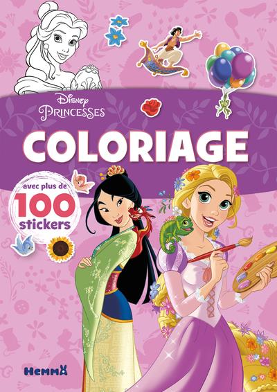 DISNEY PRINCESSES - COLORIAGE AVEC PLUS DE 100 STICKERS (RAIPONCE ET MULAN)