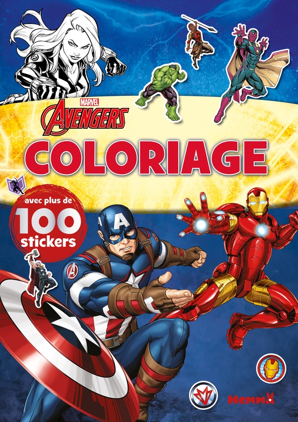 MARVEL AVENGERS - COLORIAGE AVEC PLUS DE 100 STICKERS (IRON MAN, BLACK WIDOW, CAPTAIN AMERICA)