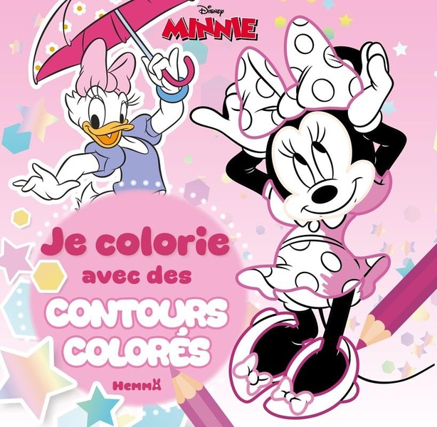 DISNEY MINNIE - JE COLORIE AVEC DES CONTOURS COLORES