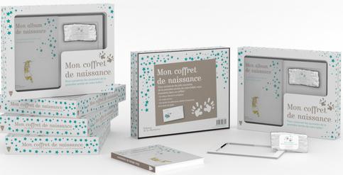 MON COFFRET DE NAISSANCE. ALBUM DE NAISSANCE + KIT EMPREINTE