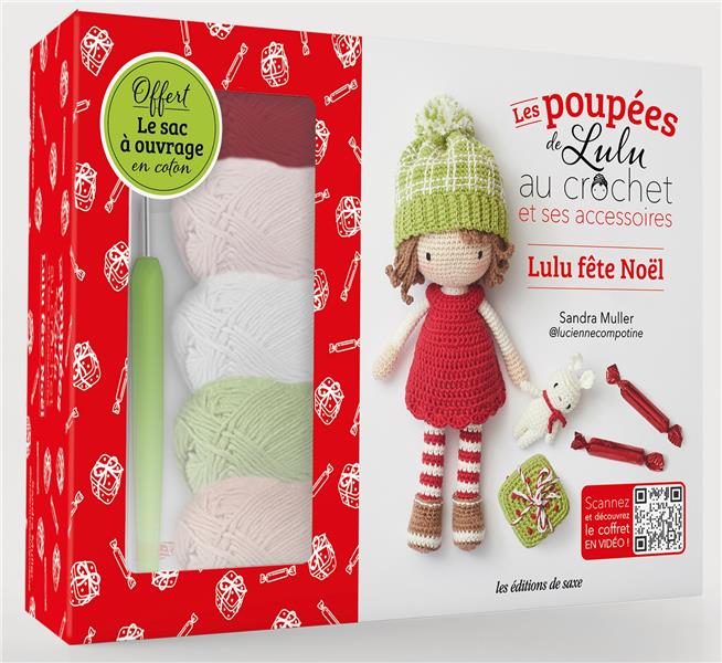 COFFRET POUPEE DE LULU AU CROCHET ET SES ACCESSOIRES : LULU FETE NOEL