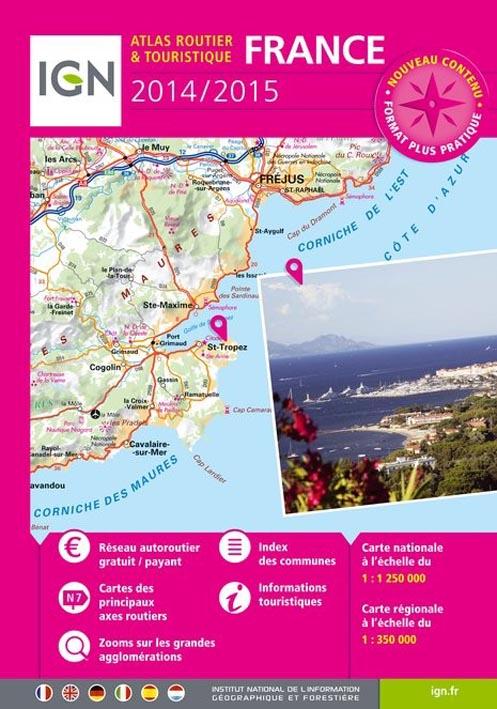 **FRANCE ATLAS ROUTIER ET TOURISTIQUE 2014-2015 SPIRALE FORMAT BOITE A GANTS