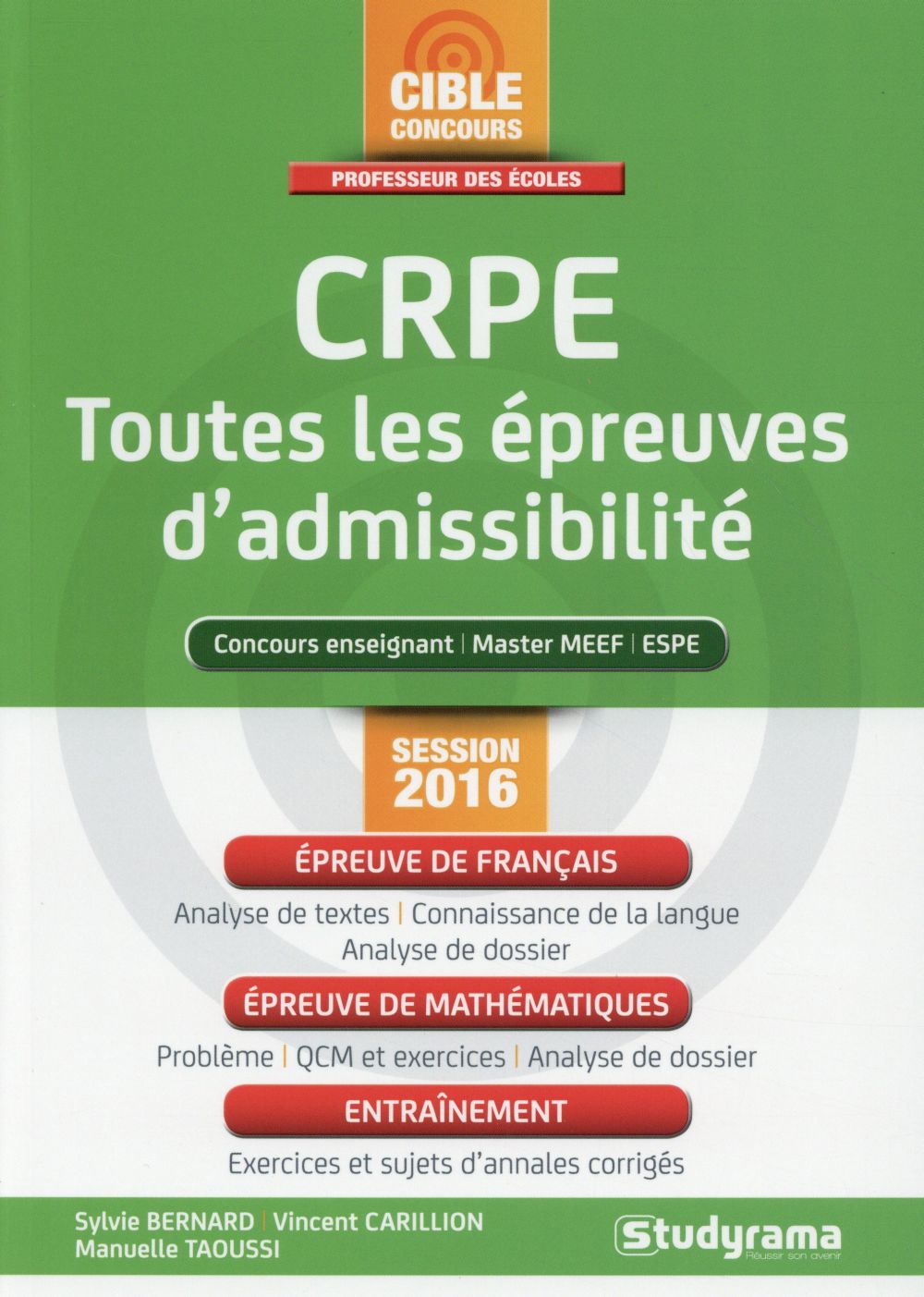 CRPE TOUTES LES EPREUVES D'ADMISSIBILITE
