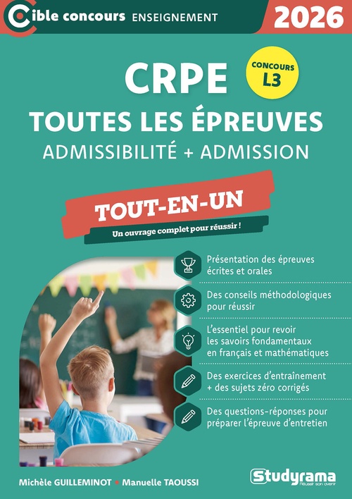CIBLE CONCOURS ENSEIGNEMENT - CRPE  TOUTES LES EPREUVES (ADMISSION & ADMISSIBILITE) - CONCOURS 2026