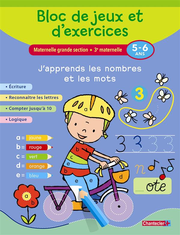 BLOC DE JEUX ET D'EXERCICES-J'APPRENDS LES NOMBRES/MOTS (5-6