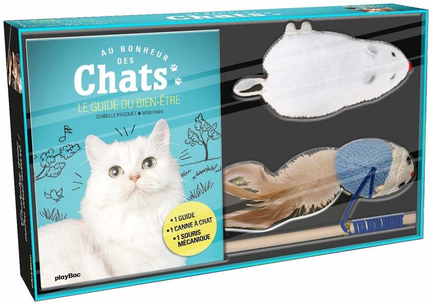 COFFRET AU BONHEUR DES CHATS  LIVRE + JEUX POUR CHAT - LE GUIDE DU BIEN -ETRE