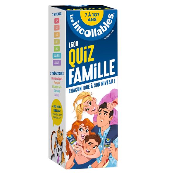 LES INCOLLABLES - QUIZ FAMILLE - DE 7 A 107 ANS - 1 600 QUESTIONS REPONSES PAR REVISER EN 4 EVENTAIL