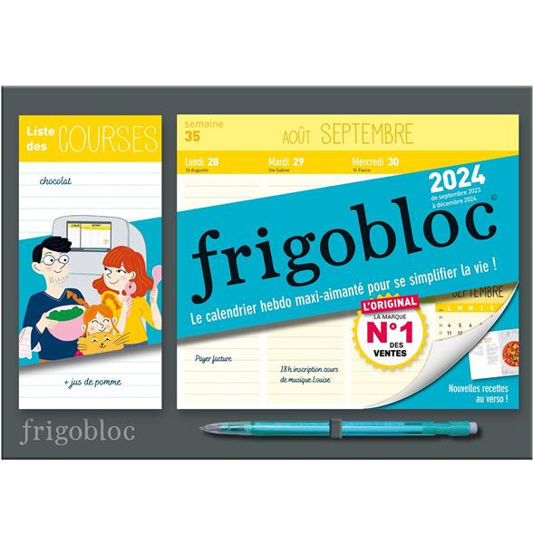 MINI FRIGOBLOC HEBDOMADAIRE 2024-CALENDRIER D'ORGANISATION FAMILIALE/ SEM (SEPT. 2023-DEC 2024)