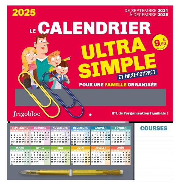 FRIGOBLOC LE MINI CALENDRIER ULTRA SIMPLE POUR UNE FAMILLE ORGANISEE ! (DE SEPT. 2024 A DEC. 2025)