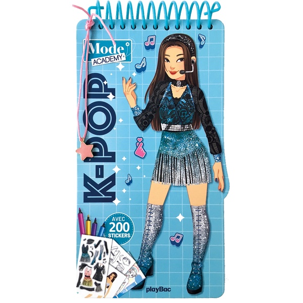 CARNET CREATIF MODE ACADEMY K-POP (AVEC UN BRACELET) - AVEC 200 STIKERS