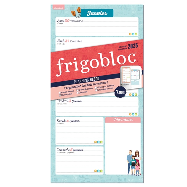 FRIGOBLOC - PLANNING HEBDO (DE JANV. A DEC 2025) - L'ORGANISATION FAMILIALE SUR MESURE