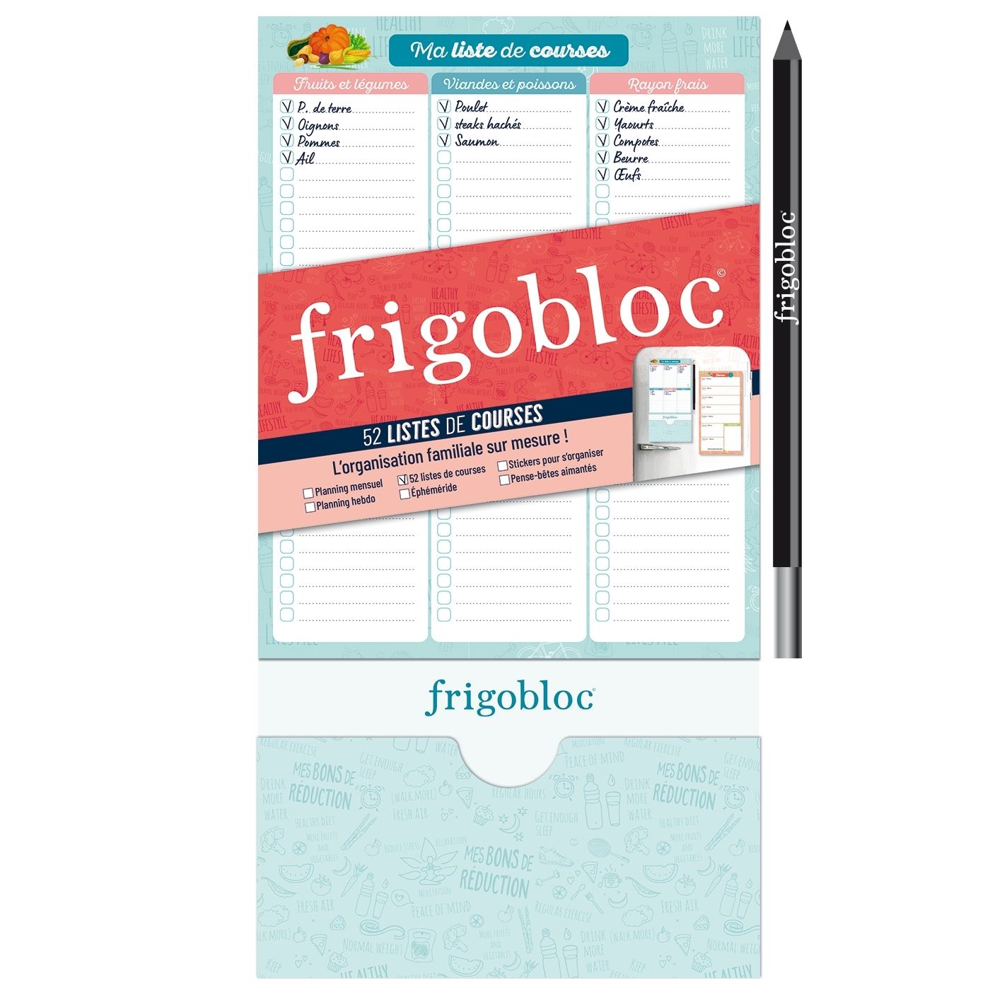 FRIGOBLOC - 52 LISTES DE COURSES - L'ORGANISATION FAMILIALE SUR MESURE