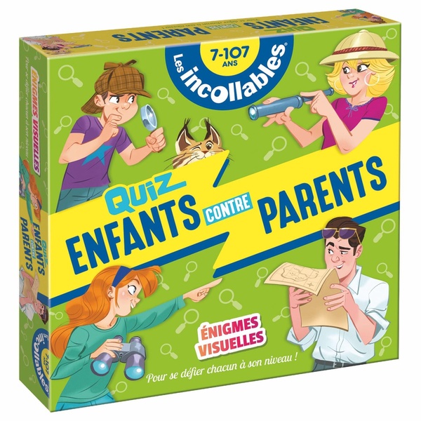 BOITE QUIZ - INCOLLABLES - ENFANTS VS PARENTS - ENIGMES VISUELLES