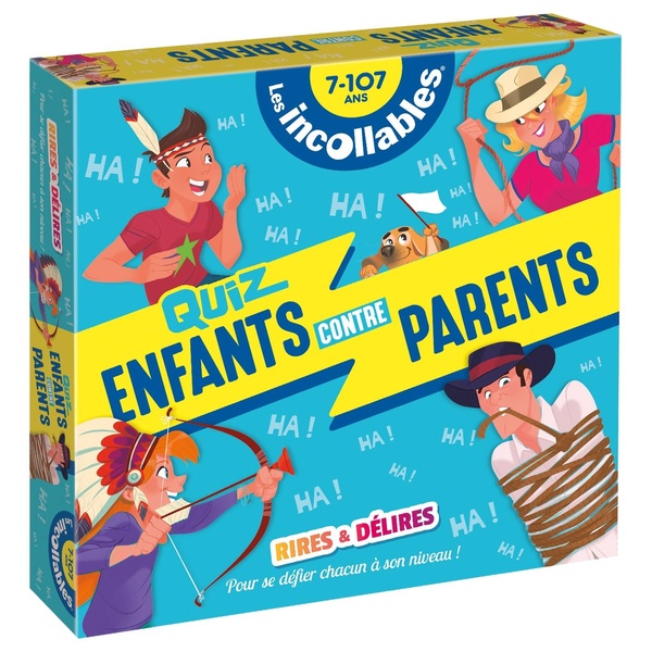 BOITE QUIZ - INCOLLABLES - ENFANTS VS PARENTS - RIRES ET DELIRES