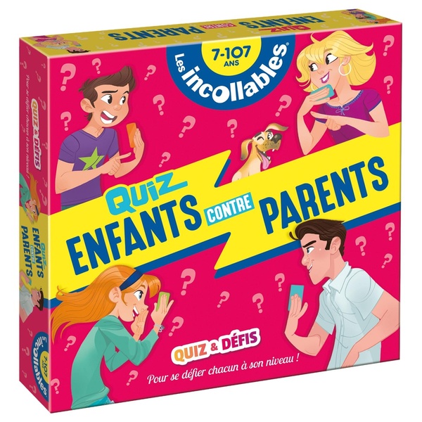 BOITE QUIZ - INCOLLABLES FAMILLE - ENFANTS VS PARENTS - QUIZ ET DEFIS