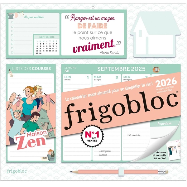 FRIGOBLOC HEBDOMADAIRE 2026 MAISON ZEN (DE SEPT. 2025 A DEC. 2026)