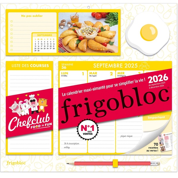 FRIGOBLOC HEBDOMADAIRE 2026 CHEFCLUB (DE SEPT. 2025 A DEC. 2026)