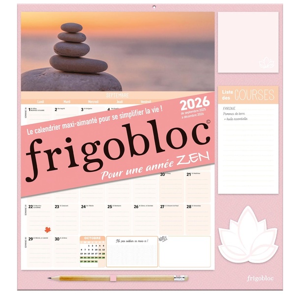 FRIGOBLOC MENSUEL 2026 ZEN (DE SEPT. 2025 A DEC. 2026)