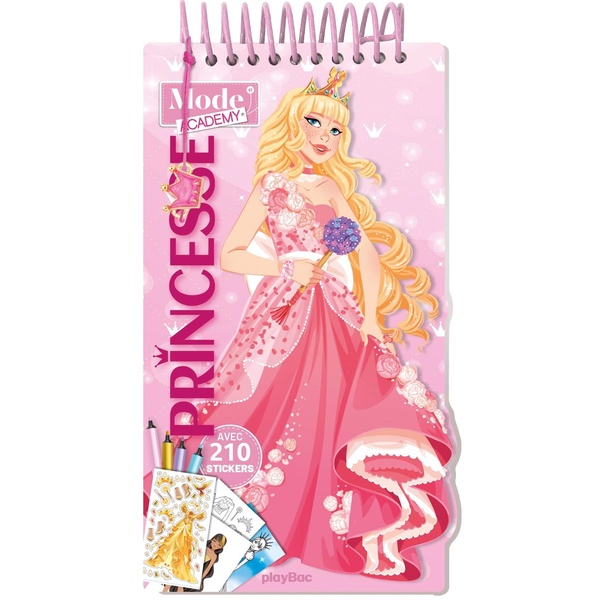 CARNET CREATIF MODE ACADEMY PRINCESSES (AVEC UN BRACELET) - AVEC 210 STICKERS