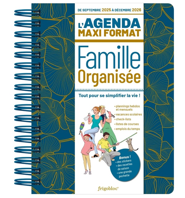 L'AGENDA 2026 DE LA FAMILLE ORGANISEE MAXI FORMAT (DE SEPT. 2025 A DEC. 2026)