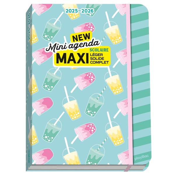 MINI AGENDA SCOLAIRE 2025-2026 - COUVERTURE BUBBLE TEA - MAXI LEGER, SOLIDE ET COMPLET