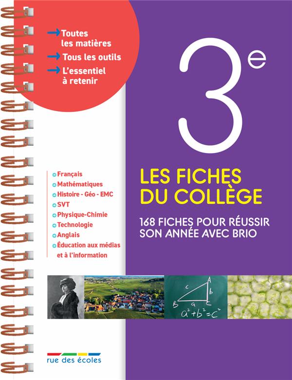 LES FICHES DU COLLEGE 3E - 168 FICHES POUR REUSSIR SON ANNEE AVEC BRIO