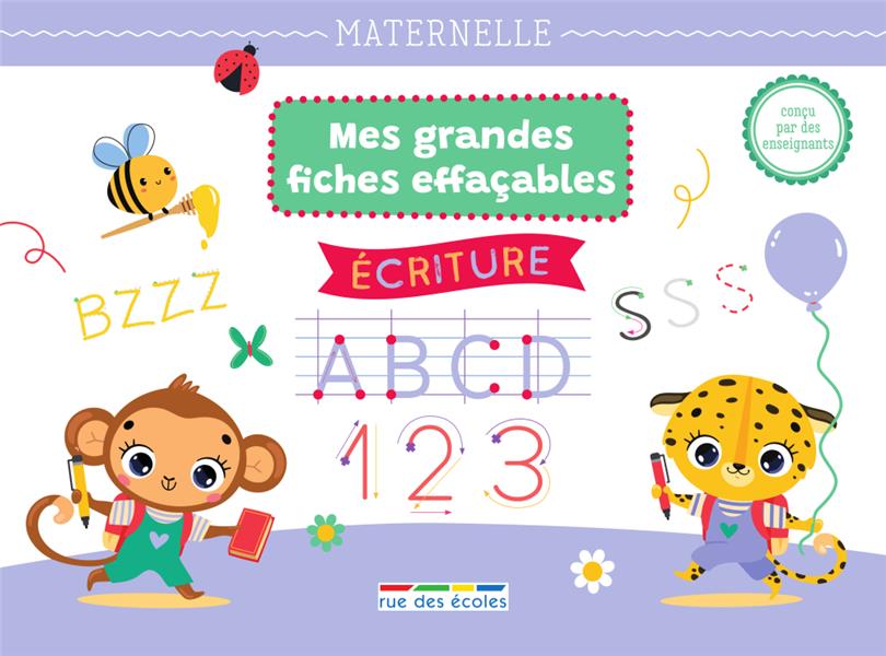 MES GRANDES FICHES D ENTRAINEMENT EFFACABLES - ECRITURE - MATERNELLE - LETTRES ET CHIFFRES : S'ENTRA