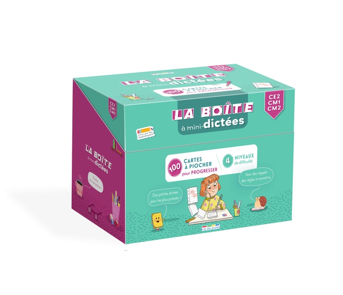 LA BOITE A MINI-DICTEES - CE2-CM1-CM2 - 100 CARTES A PIOCHER POUR PROGRESSER !