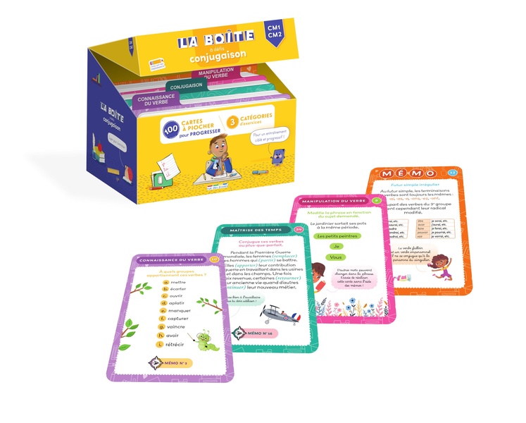 LA BOITE A DEFIS CONJUGAISON - CM1-CM2 - 100 CARTES A PIOCHER POUR PROGRESSER