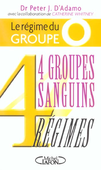 LE REGIME DU GROUPE O - 4 GROUPES SANGUINS 4 REGIMES