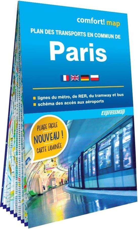 PLAN DES TRANSPORTS EN COMMUN DE PARIS (CARTE FORMAT POCHE LAMINEE - PLAN DE VILLE)