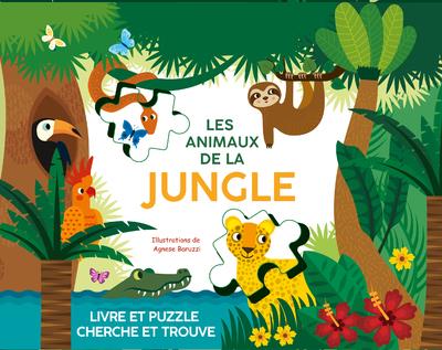 LES ANIMAUX DE LA JUNGLE. LIVRE ET PUZZLE CHERCHE ET TROUVE