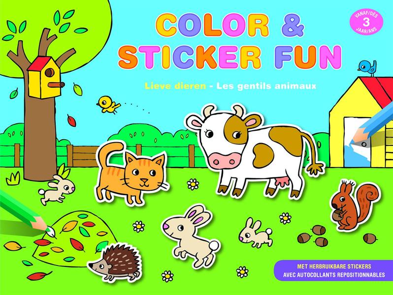 LES GENTILS ANIMAUX (DES 3 ANS) - COLOR & STICKER FUN -