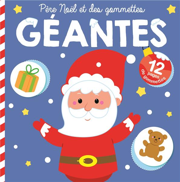 PERE NOEL ET DES GOMMETTES GEANTES COUVERTURE BLEUE