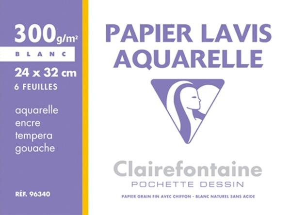 Pochette lavis aquarelle 24x32cm 6f 300g