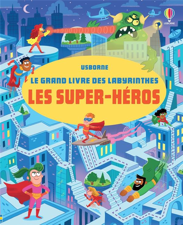 Les super-heros - le grand livre des labyrinthes