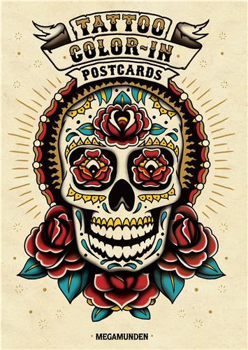 TATTOO COLOUR-IN POSTCARDS /ANGLAIS