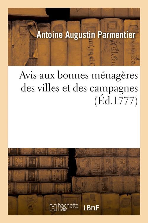 AVIS AUX BONNES MENAGERES DES VILLES ET DES CAMPAGNES (ED.1777)