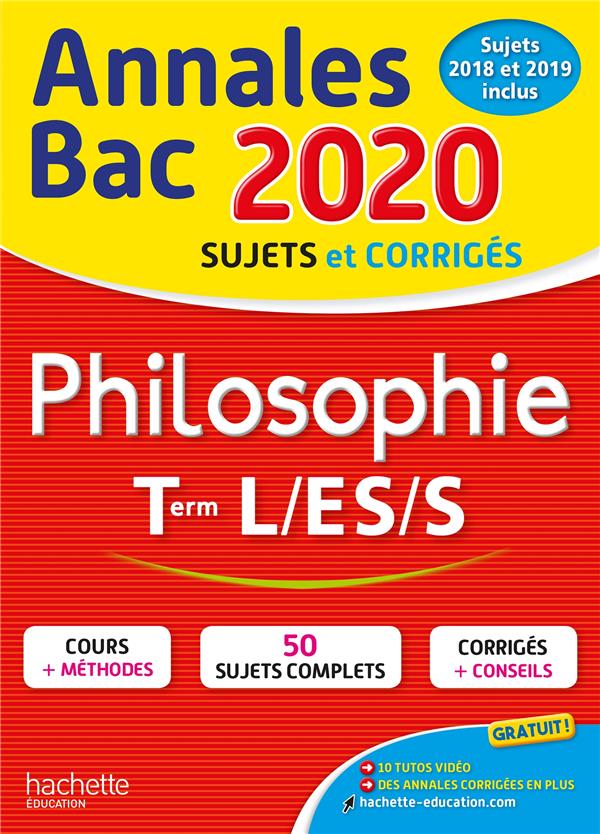 Annales bac 2020 philosophie term l, es, s