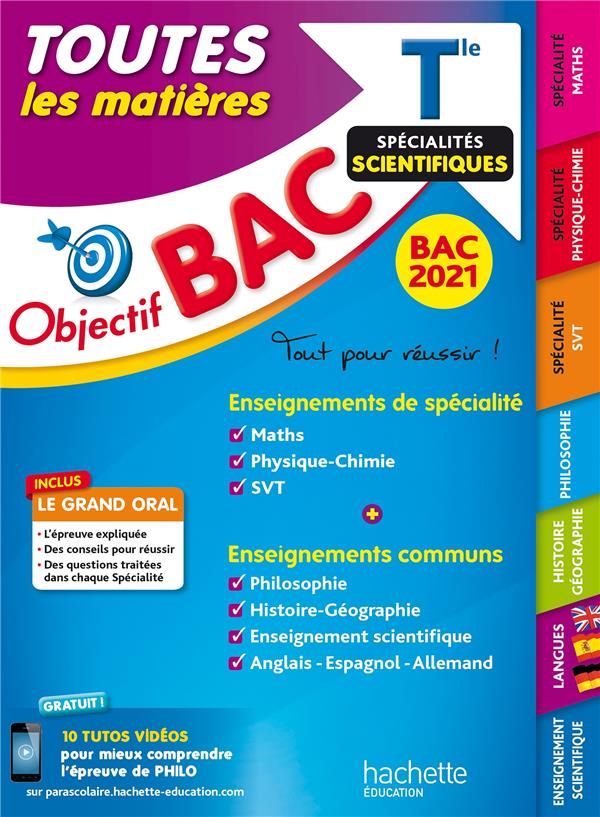 Objectif bac 2021 toutes les matieres term enseignements communs + specialites scientifiques
