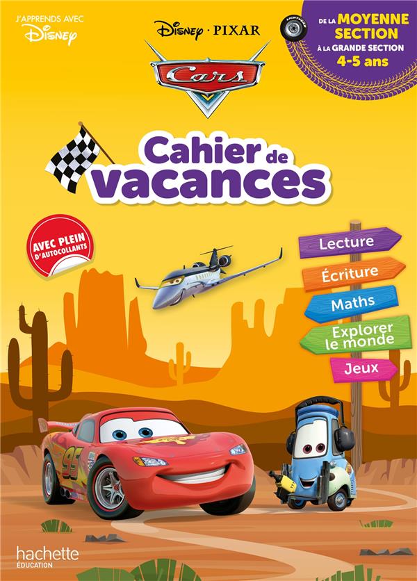 DISNEY - CARS - DE LA MOYENNE A LA GRANDE SECTION - CAHIER DE VACANCES 2024