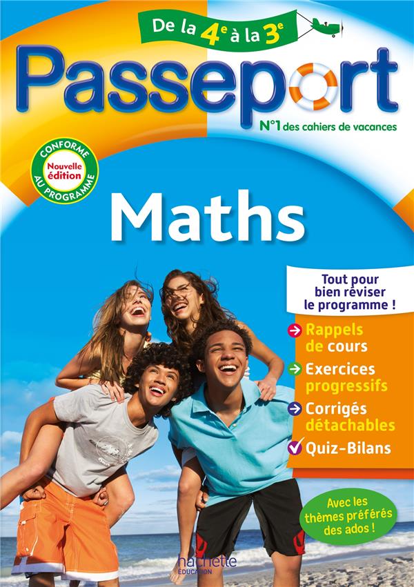 Passeport maths de la 4e a la 3e - cahier de vacances 2022