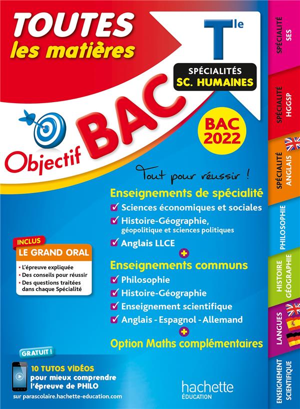 Objectif bac toutes les matieres term specialites sciences humaines bac 2022