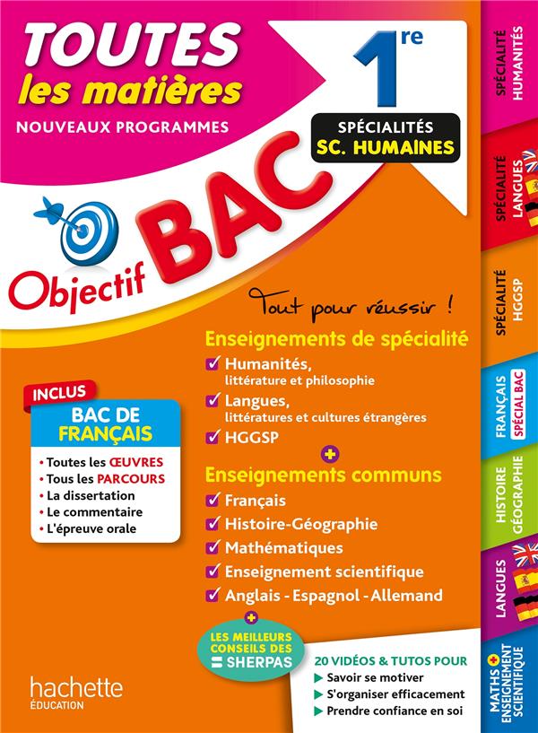 Objectif bac 2025 - 1re specialites sciences humaines toutes les matieres