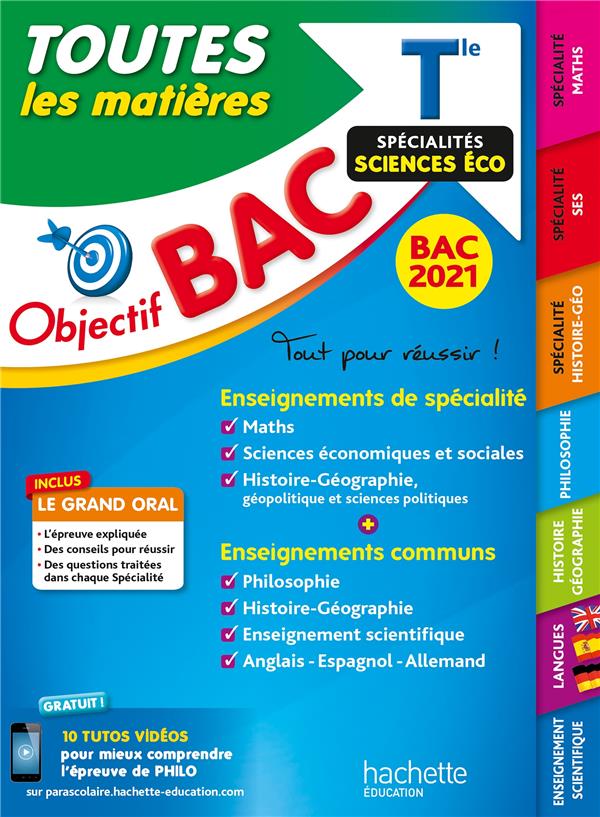 Objectif bac 2021 toutes les matieres term enseignements communs + specialites sciences eco