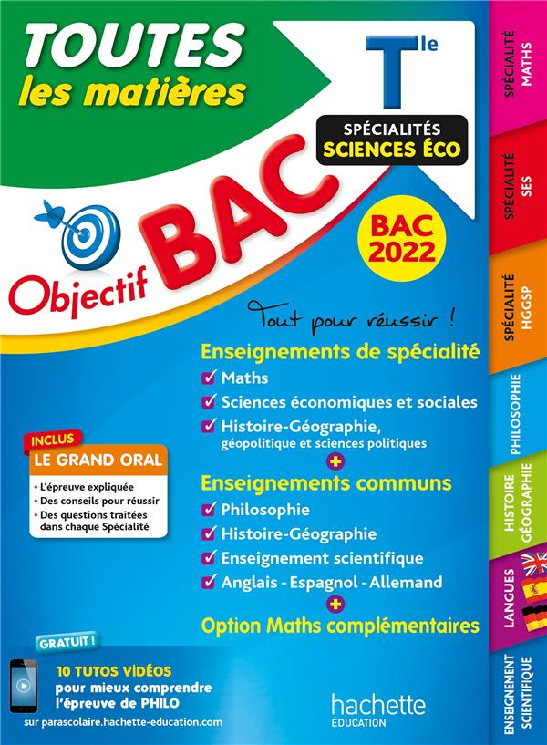 Objectif bac toutes les matieres term specialites sciences eco bac 2022