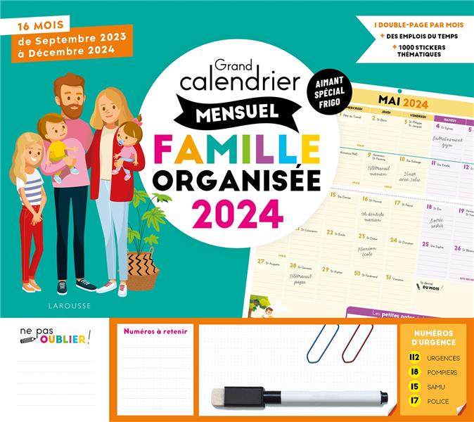 GRAND CALENDRIER MENSUEL  FAMILLE ORGANISEE 2024