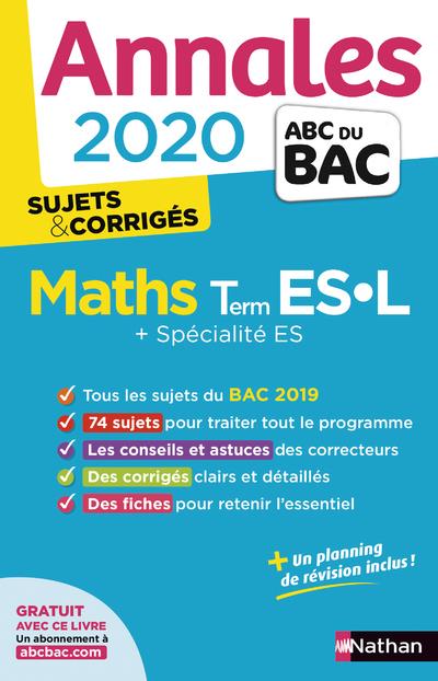 Annales bac 2020 maths term es-l - specialite es - sujets & corriges